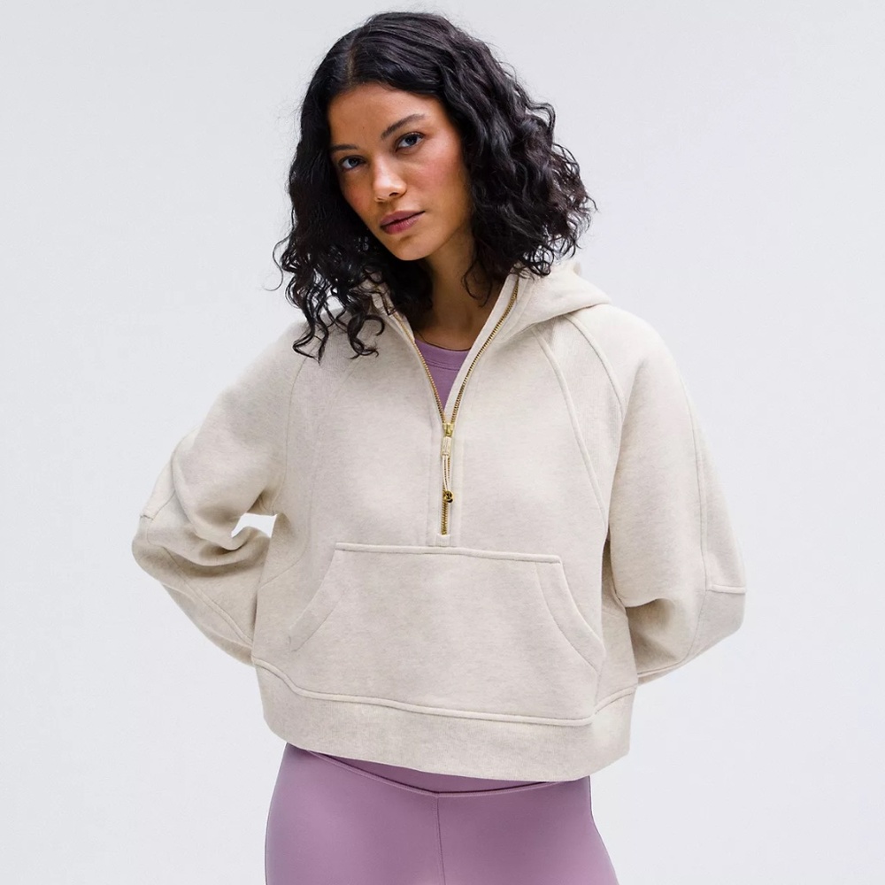NWT Lululemon Scuba Oversized Half-Zip Hoodie - Heathered Bone/Gold (XS/S)